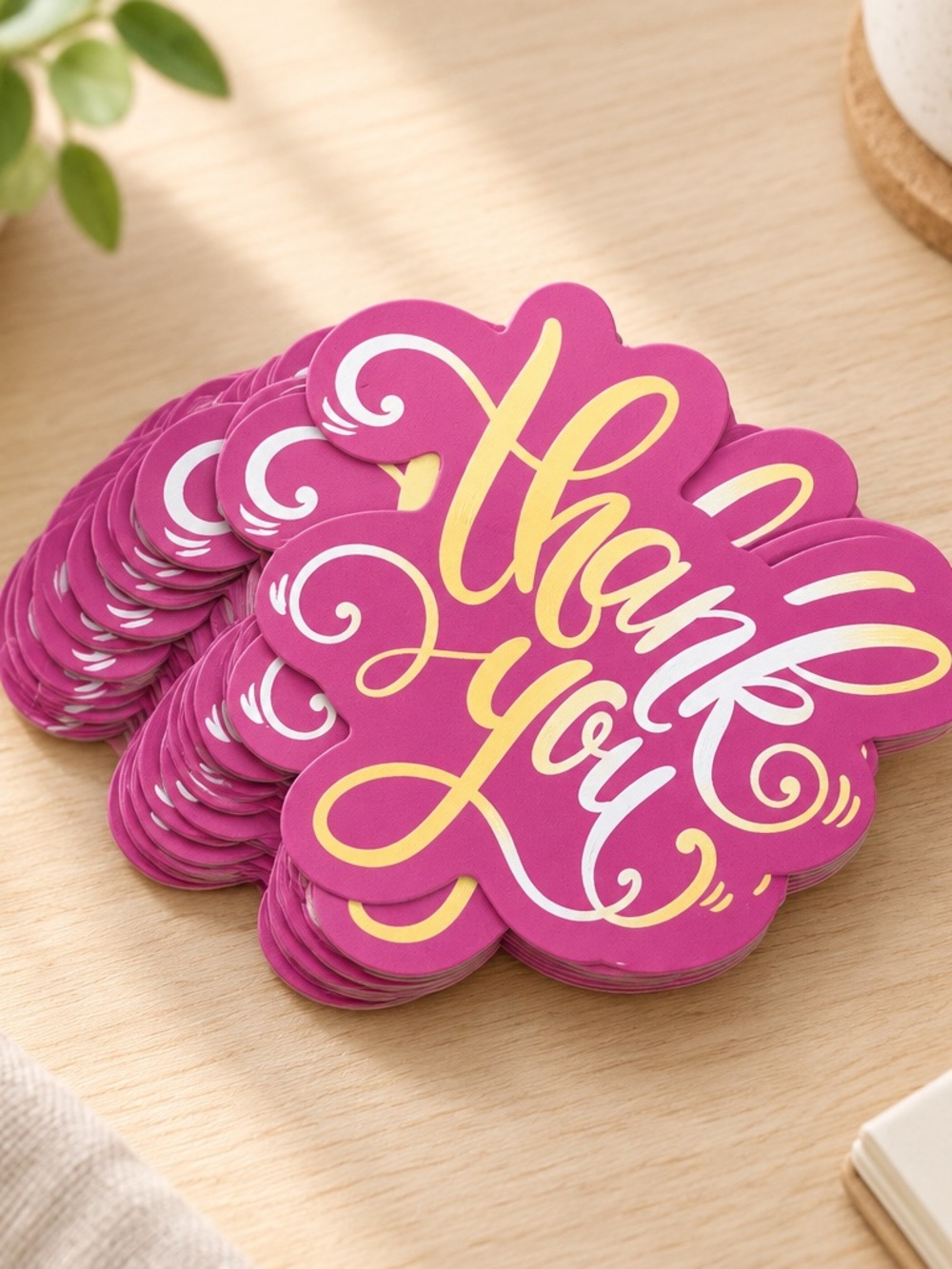 Thank You Floral Script Gift Cards 50 - Magenta and Yellow